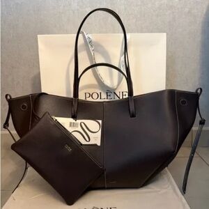 POLENE Cyme Textured Black Leather Mini Tote